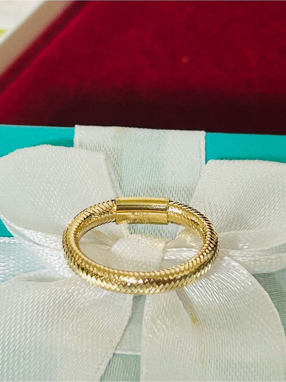 18k Italian Gold Slim mesh ring adjustable